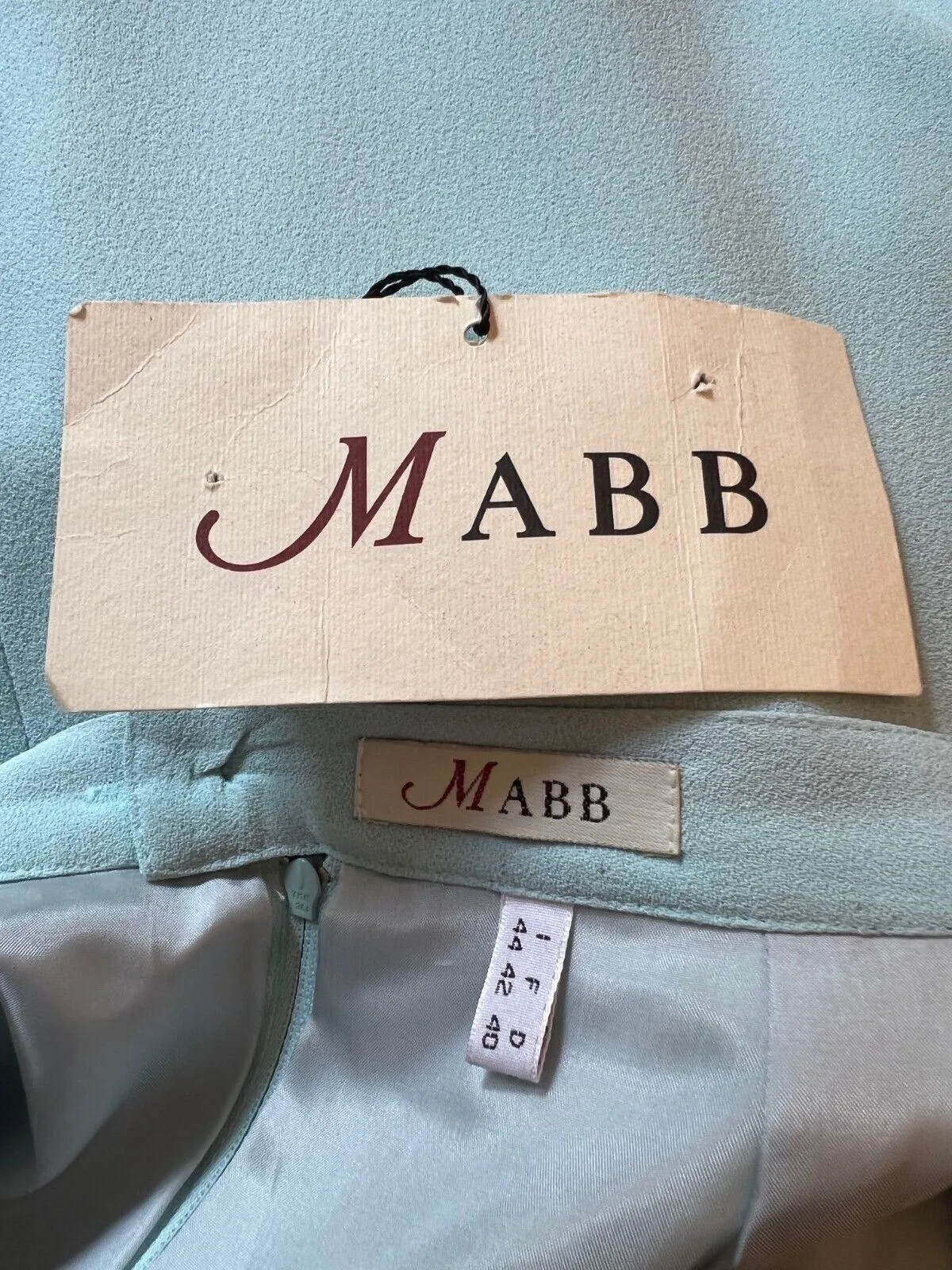 Mabb Vintage Baby Blue Crepe Summer Pencil Skirt UK 10 US 6 EU 38