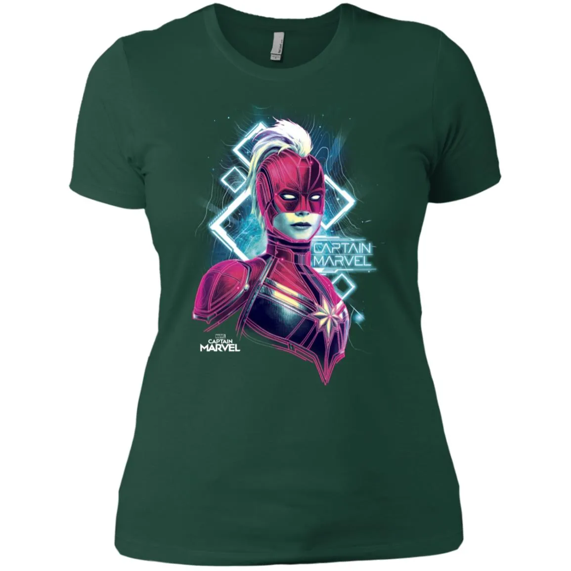 Marvel Captain Marvel Space Glow Neon Women Cotton T-Shirt