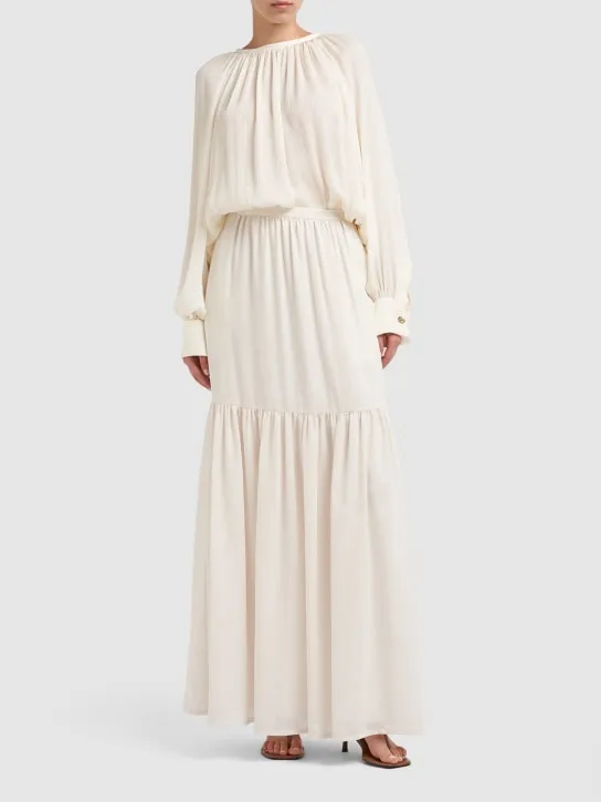 Max Mara   Cafila wool flared high waist long skirt 