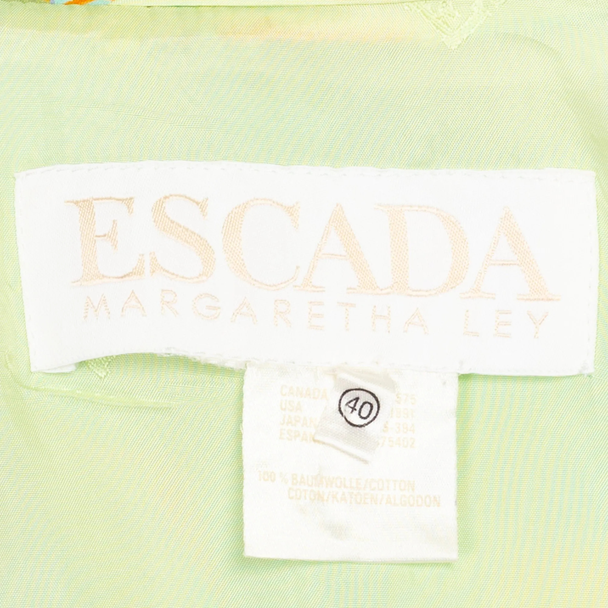 Medium 80s Escada Aqua Blue Floral Skirt Suit Set