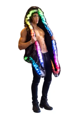 Men's LED Fur Vest in "Just The Tip-Black" IN STOCK