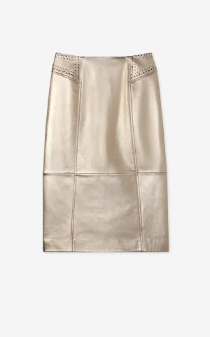 Metallic Leather Skirt