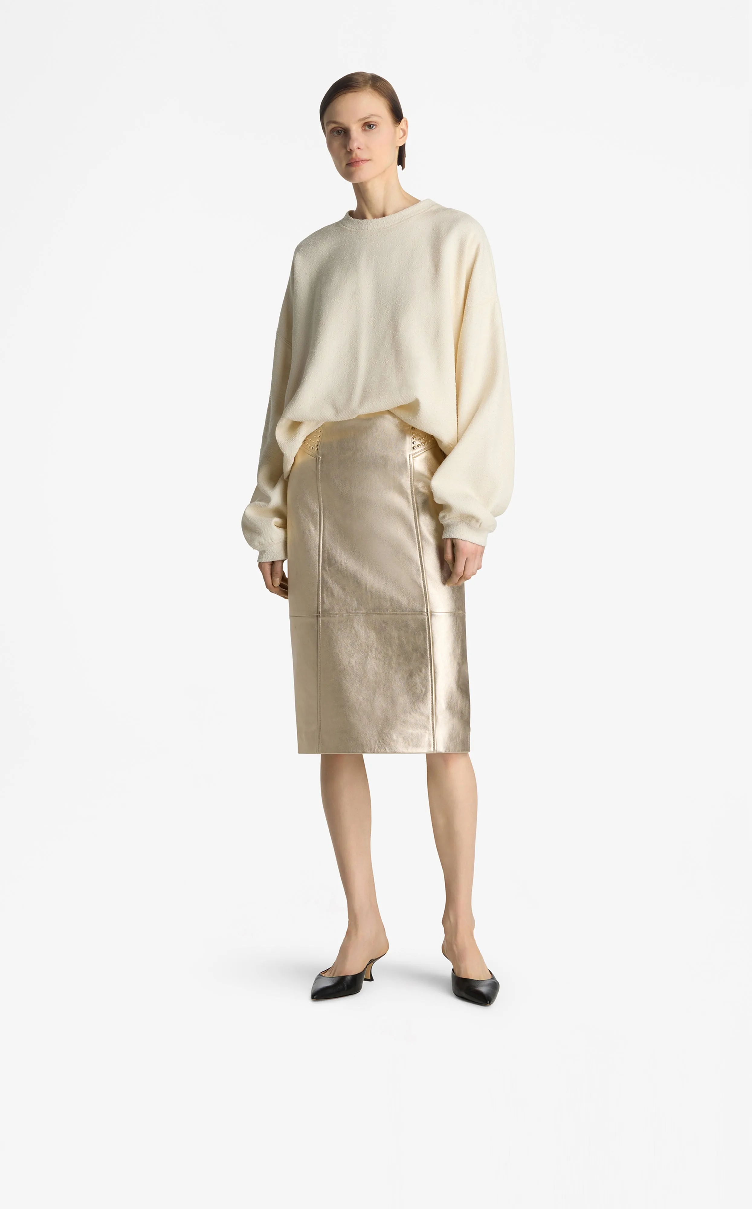 Metallic Leather Skirt