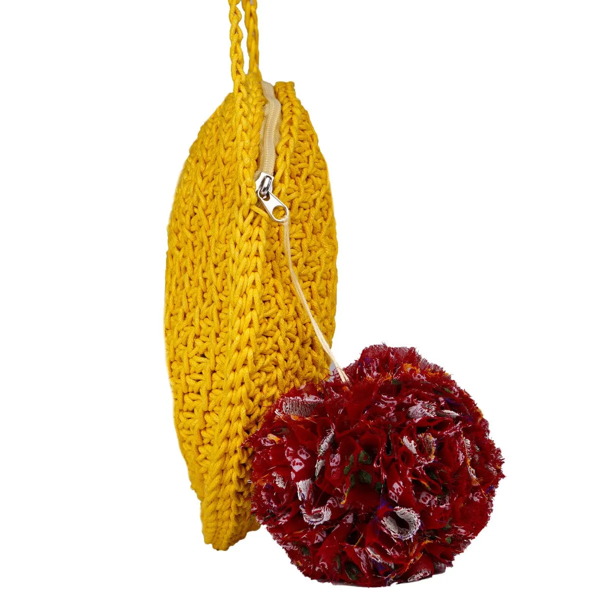 Miniature Round Mini Sling Bag | Hand-Crochet | Mustard Yellow