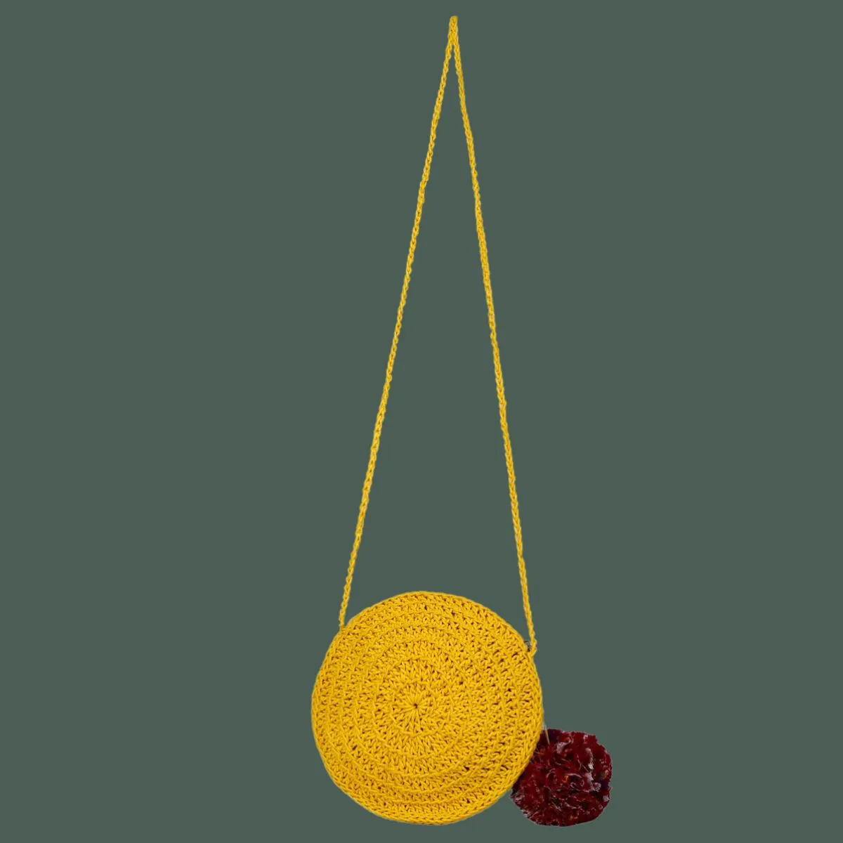 Miniature Round Mini Sling Bag | Hand-Crochet | Mustard Yellow