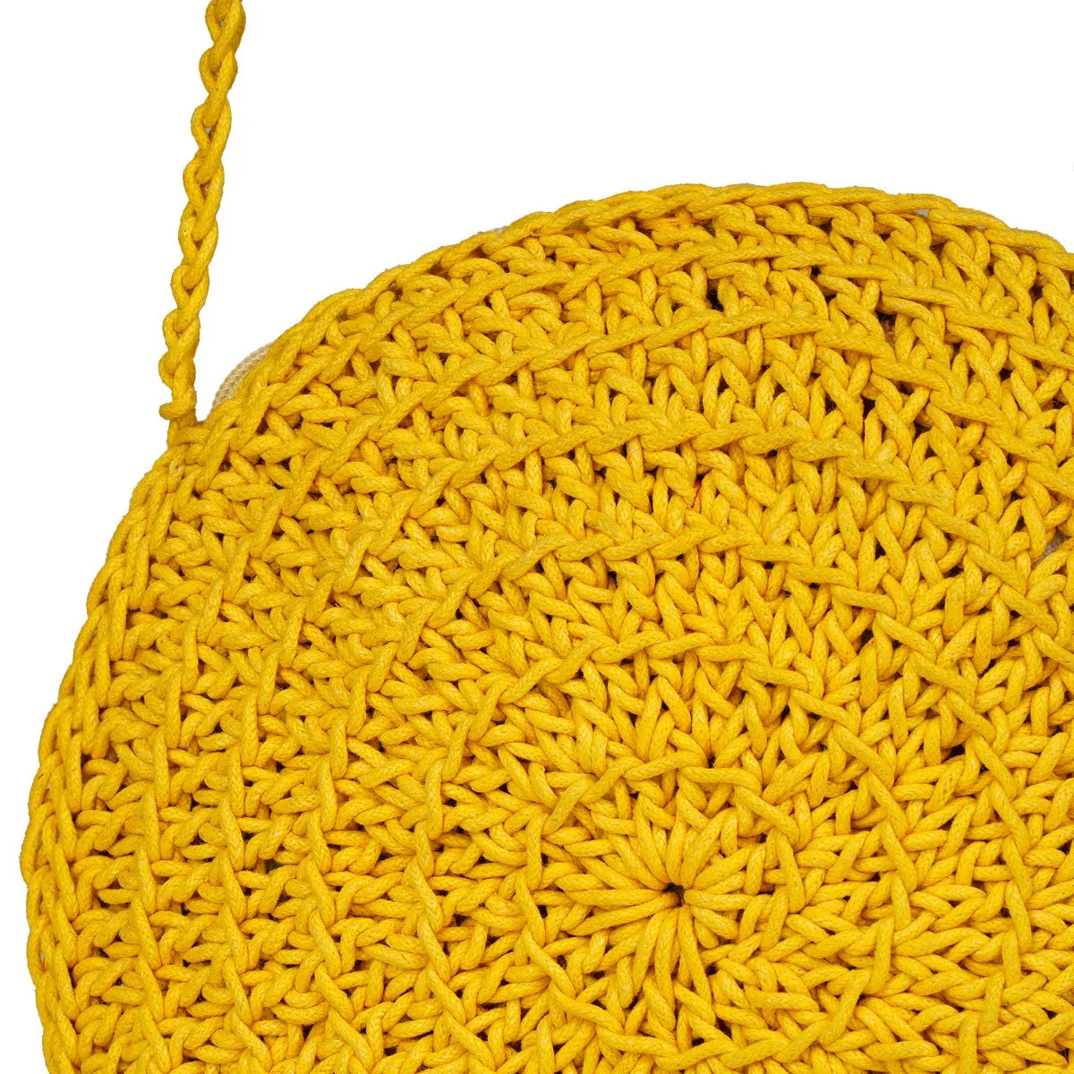 Miniature Round Mini Sling Bag | Hand-Crochet | Mustard Yellow