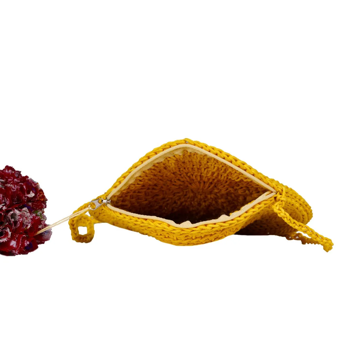 Miniature Round Mini Sling Bag | Hand-Crochet | Mustard Yellow