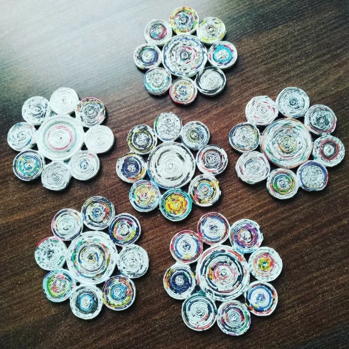 Multicolour Flower Coaster | Aesthetic | Paper Craft | Durable | Set of 6