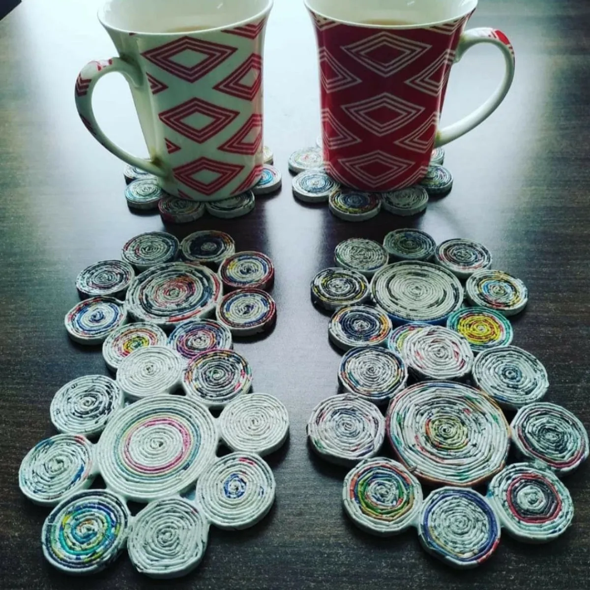Multicolour Flower Coaster | Aesthetic | Paper Craft | Durable | Set of 6