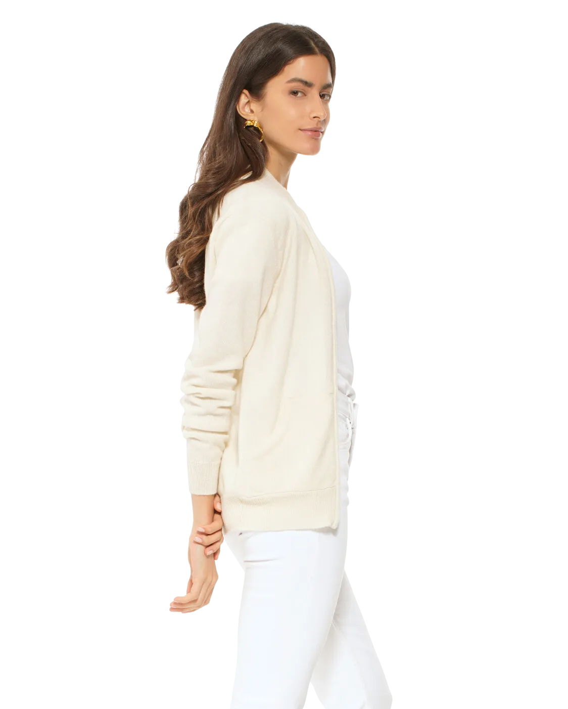 Oprah Daily - Women's Cashmere Zip Cardigan Milk White