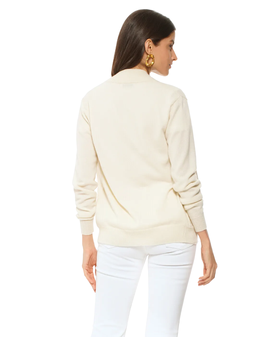 Oprah Daily - Women's Cashmere Zip Cardigan Milk White