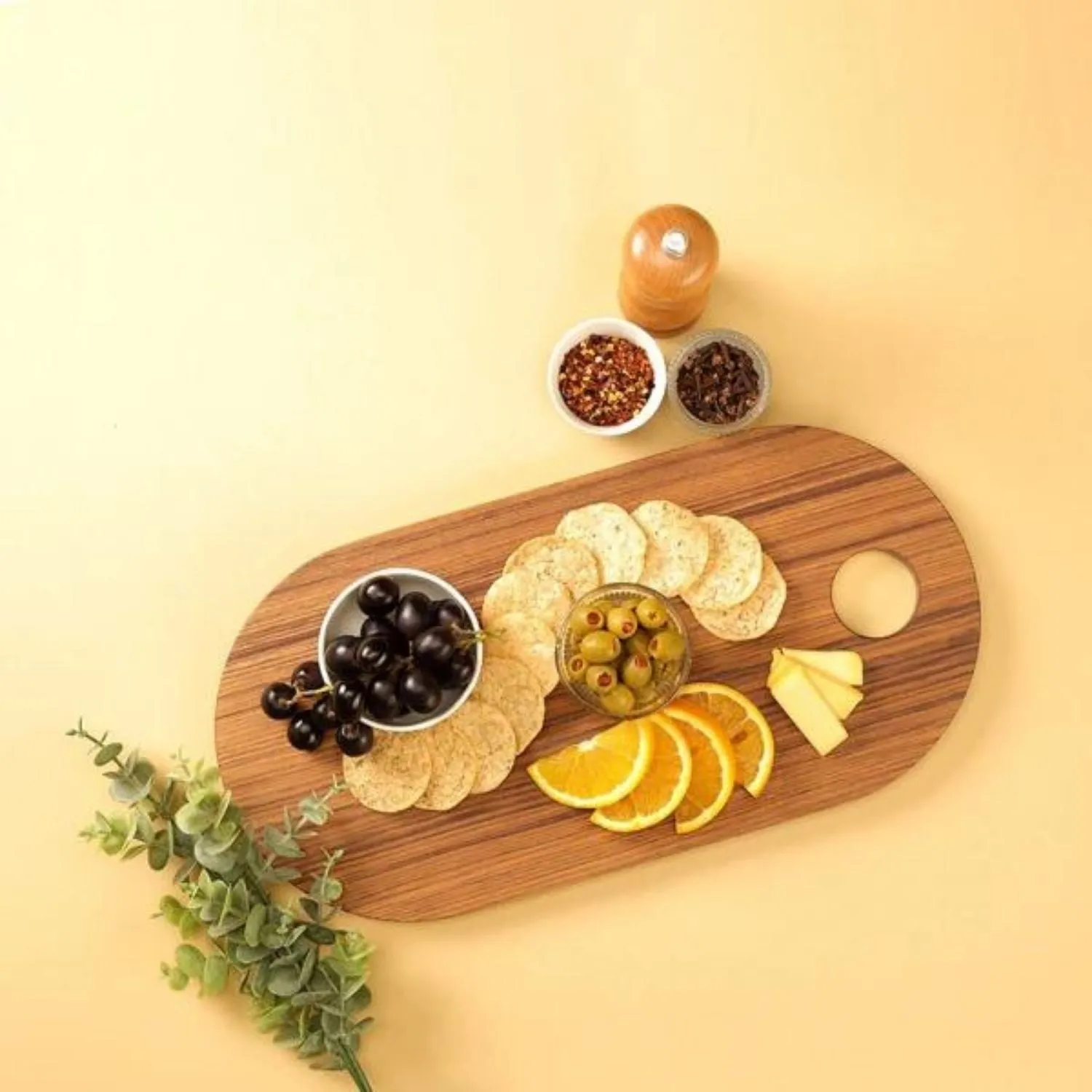 Oval Chopping Board/Serving Platter | Premium Teak Wood | Classic | Durable | 16"