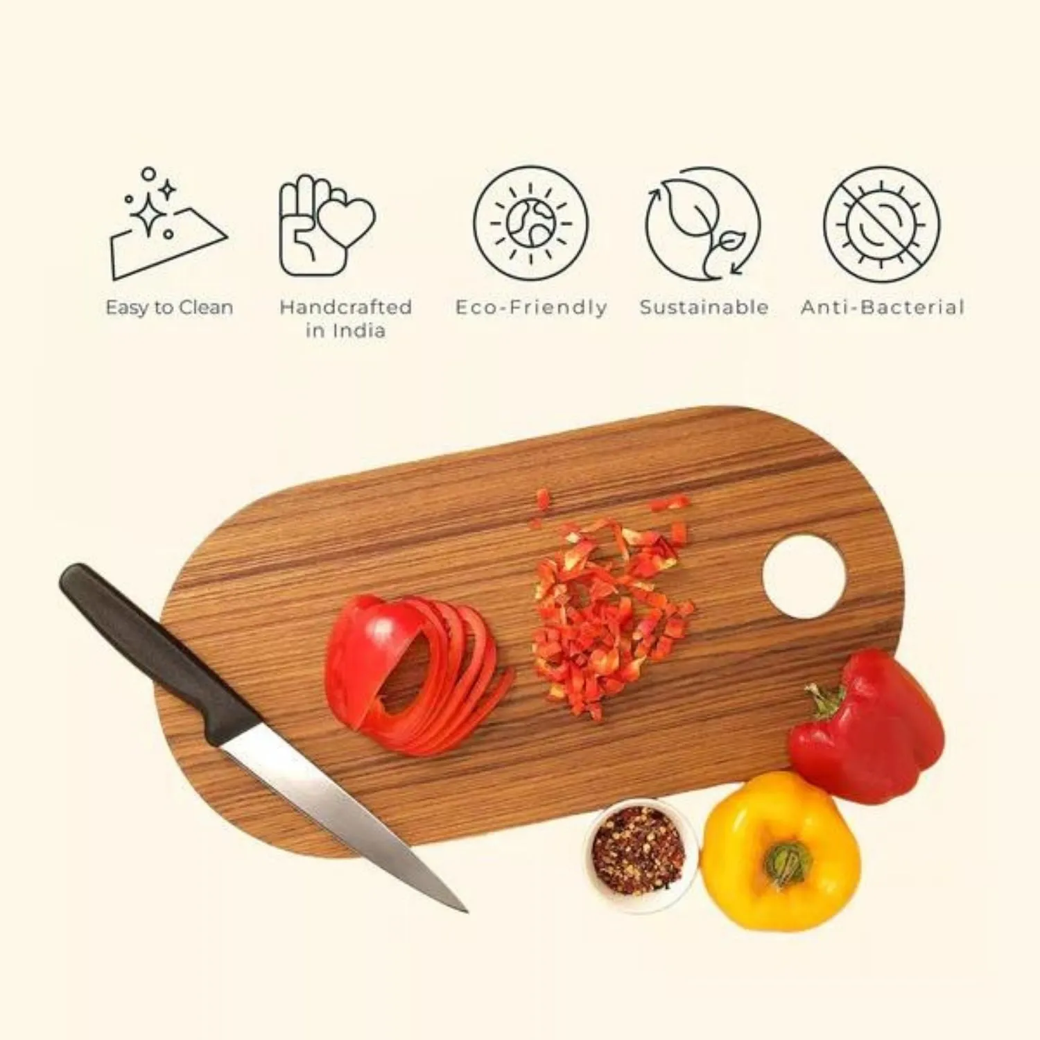 Oval Chopping Board/Serving Platter | Premium Teak Wood | Classic | Durable | 16"