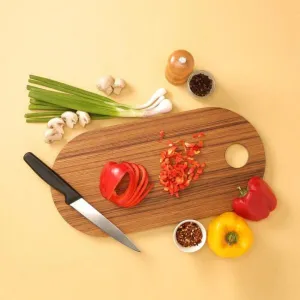Oval Chopping Board/Serving Platter | Premium Teak Wood | Classic | Durable | 16"