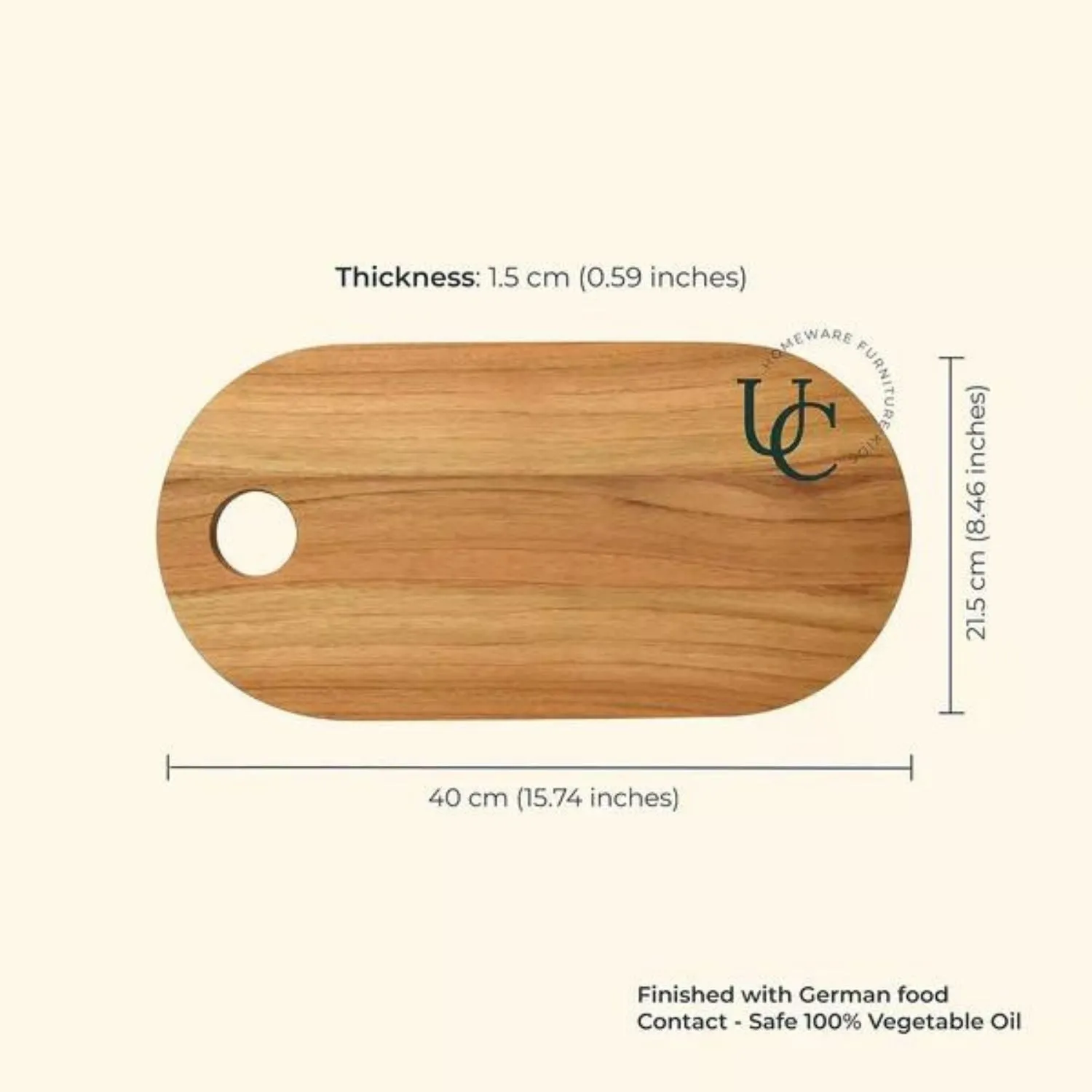 Oval Chopping Board/Serving Platter | Premium Teak Wood | Classic | Durable | 16"