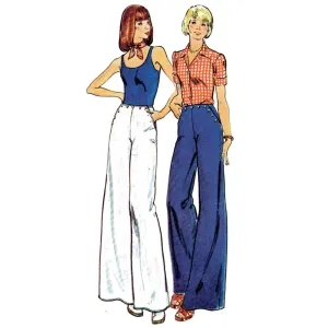 PDF - 1970s Sewing Pattern, Wide Leg Nautical Trousers - Waist: 26 ½” (67cm) - Download