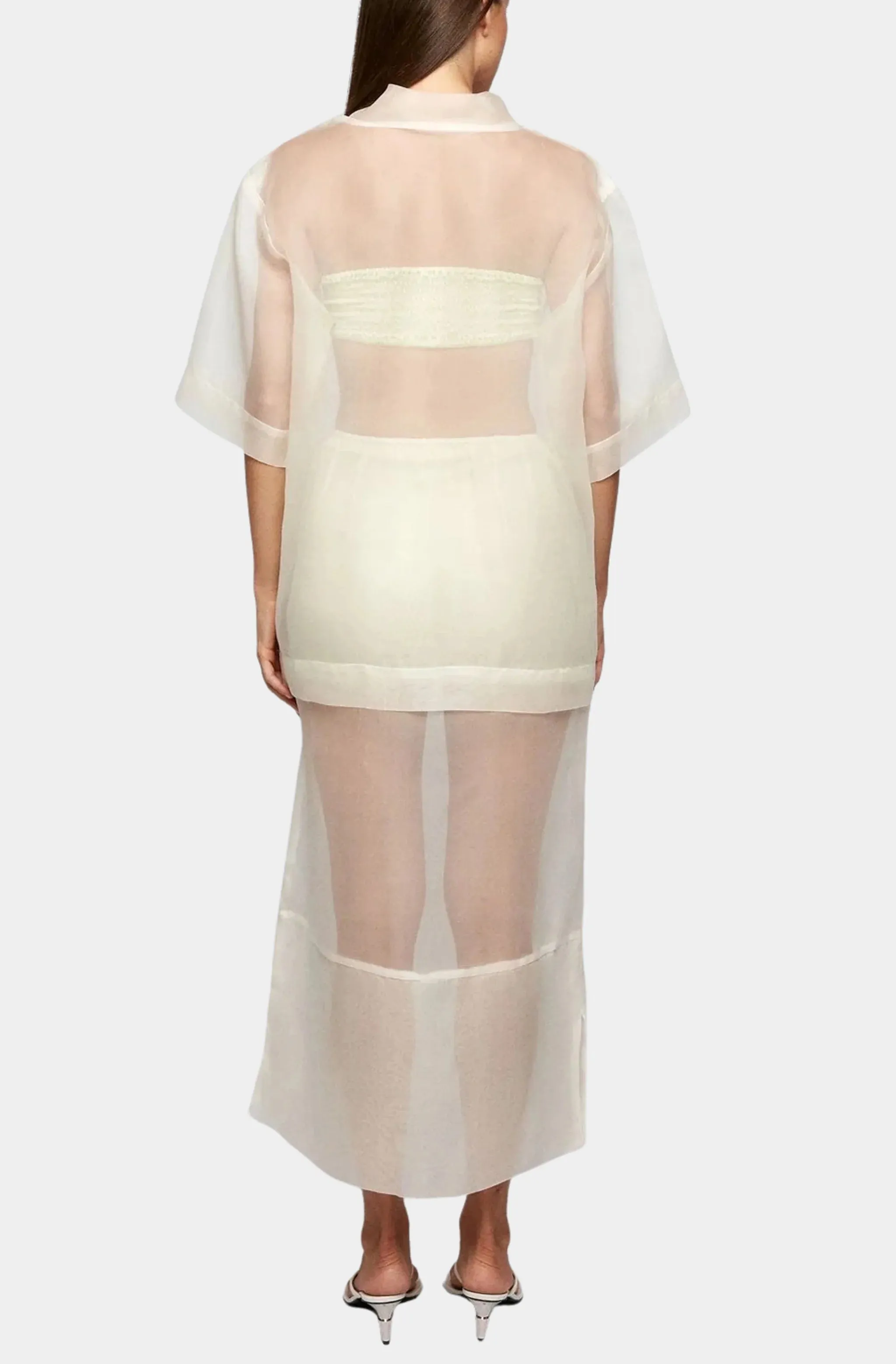 Pencil Sheer Maxi Skirt With Satin Mini