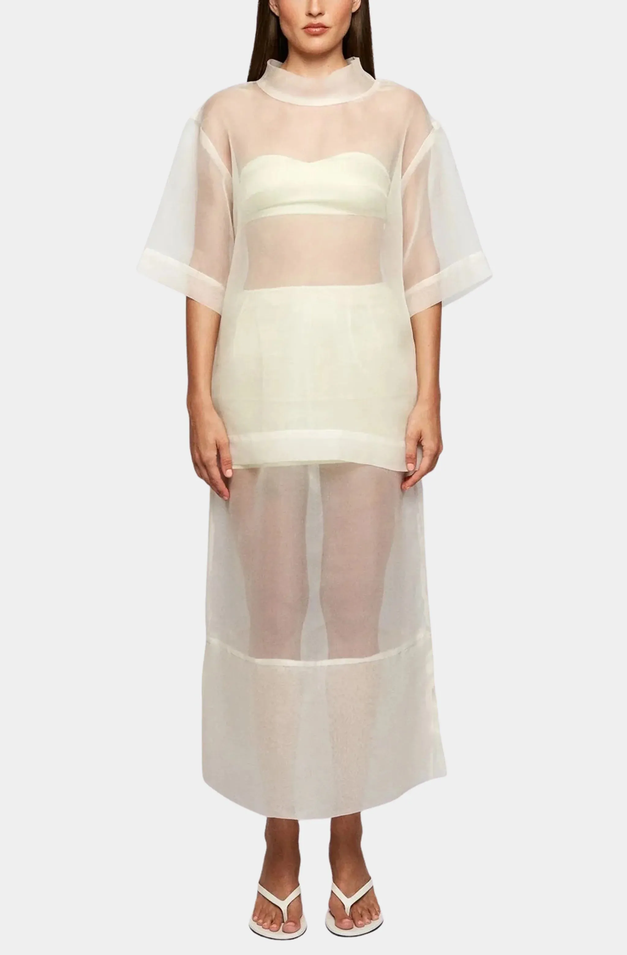 Pencil Sheer Maxi Skirt With Satin Mini