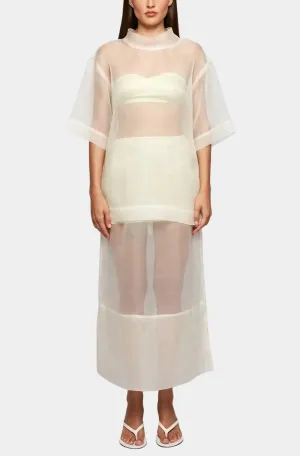Pencil Sheer Maxi Skirt With Satin Mini