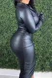 Pencil skirt faux leather dress