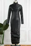 Pencil skirt faux leather dress