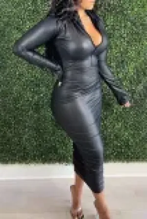 Pencil skirt faux leather dress
