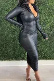 Pencil skirt faux leather dress
