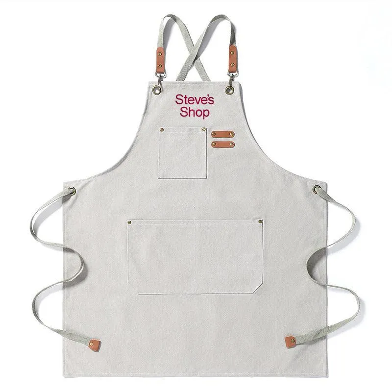 Personalized Durable Canvas Shop Apron Embroidered Name or Text