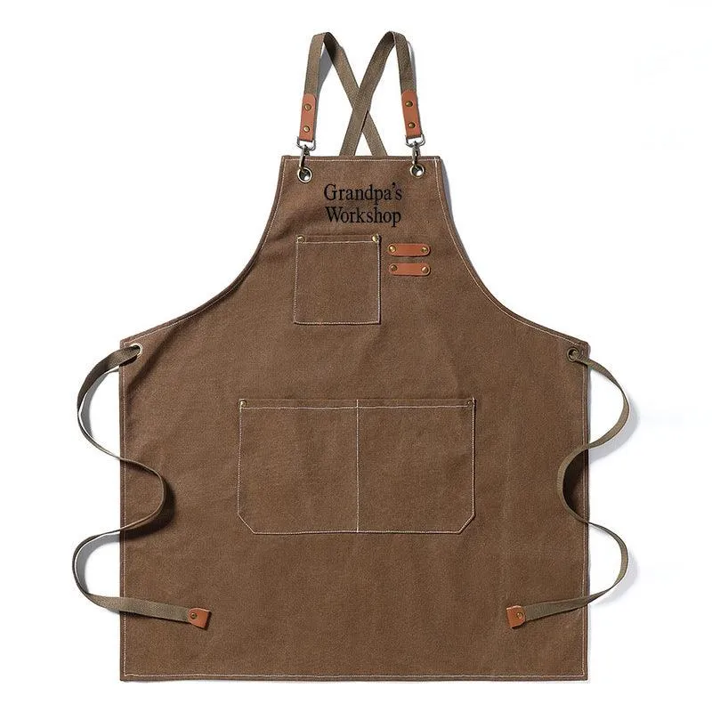 Personalized Durable Canvas Shop Apron Embroidered Name or Text