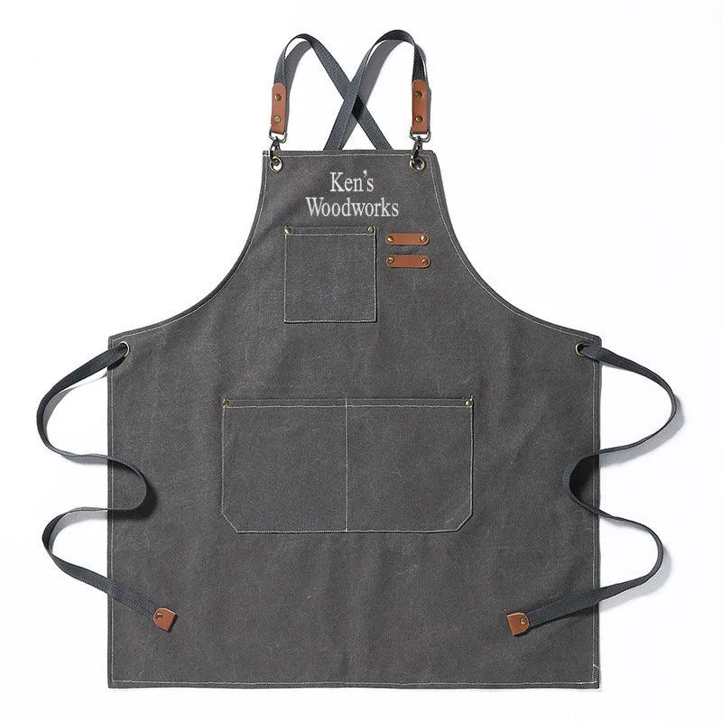 Personalized Durable Canvas Shop Apron Embroidered Name or Text