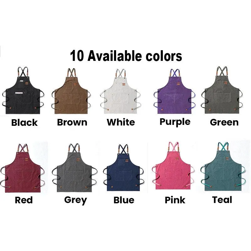 Personalized Durable Canvas Shop Apron Embroidered Name or Text