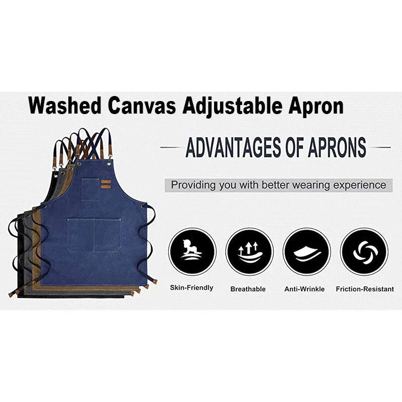 Personalized Durable Canvas Shop Apron Embroidered Name or Text