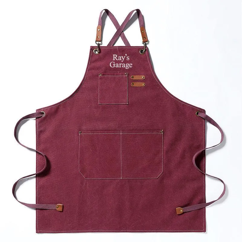 Personalized Durable Canvas Shop Apron Embroidered Name or Text