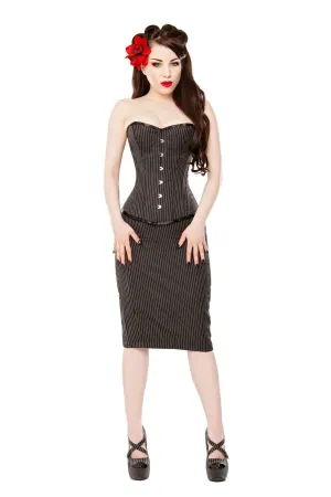 Pinstripe Corset & Pencil Skirt