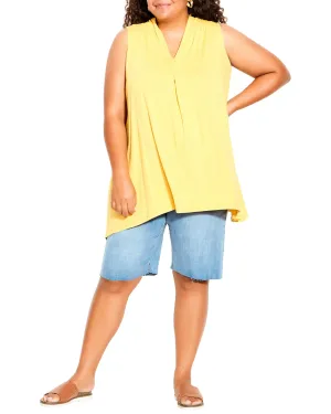 Plus Size Aria Pleated Top | Light Yellow