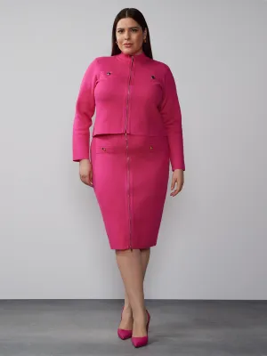 Plus Zip-Up Sweater Pencil Skirt