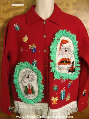 Presents Christmas Sweater with Cat