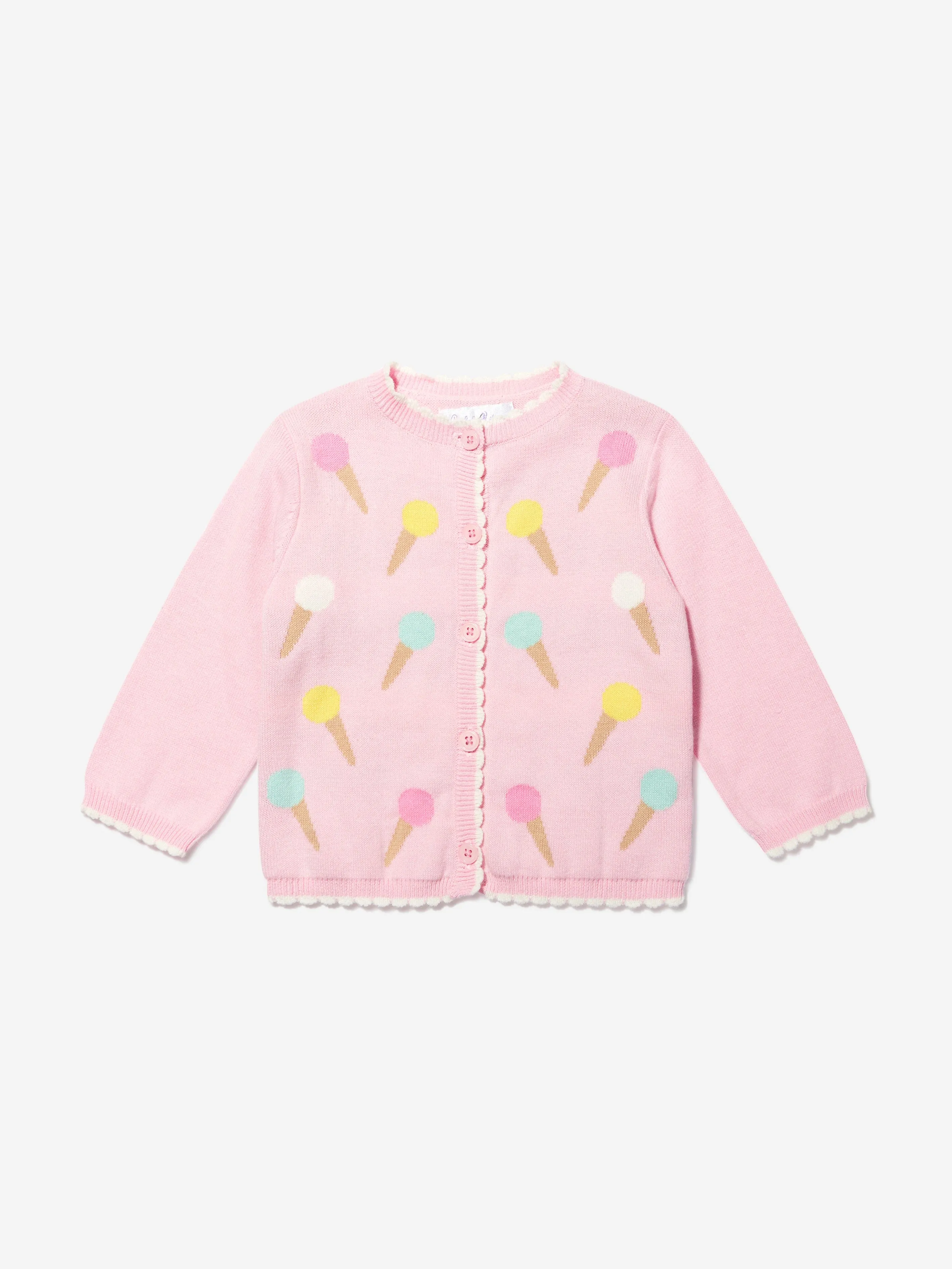 Rachel Riley Baby Girls Ice Cream Cardigan in Pink