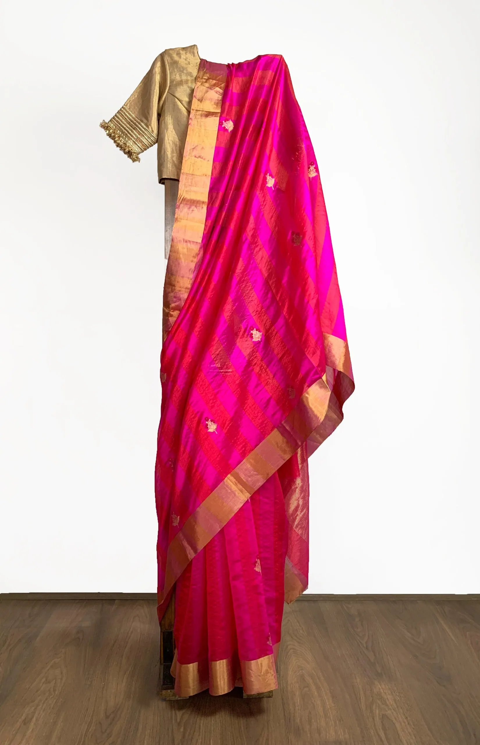 Rani and red silk saree