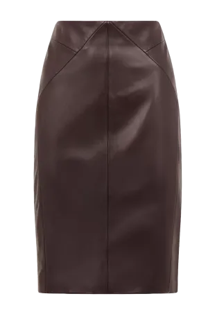 Raya Leather Pencil Skirt, Berry