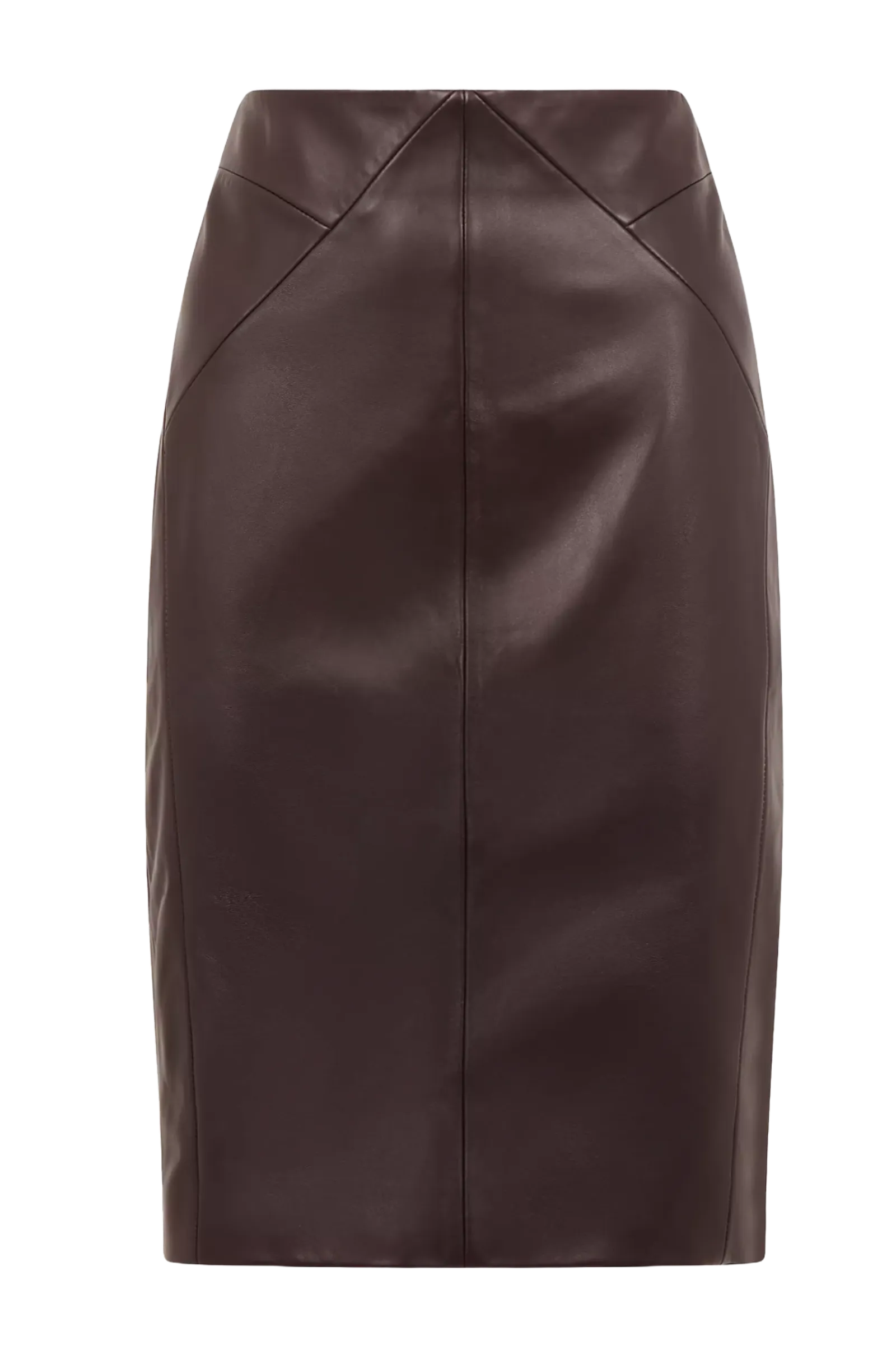 Raya Leather Pencil Skirt, Berry