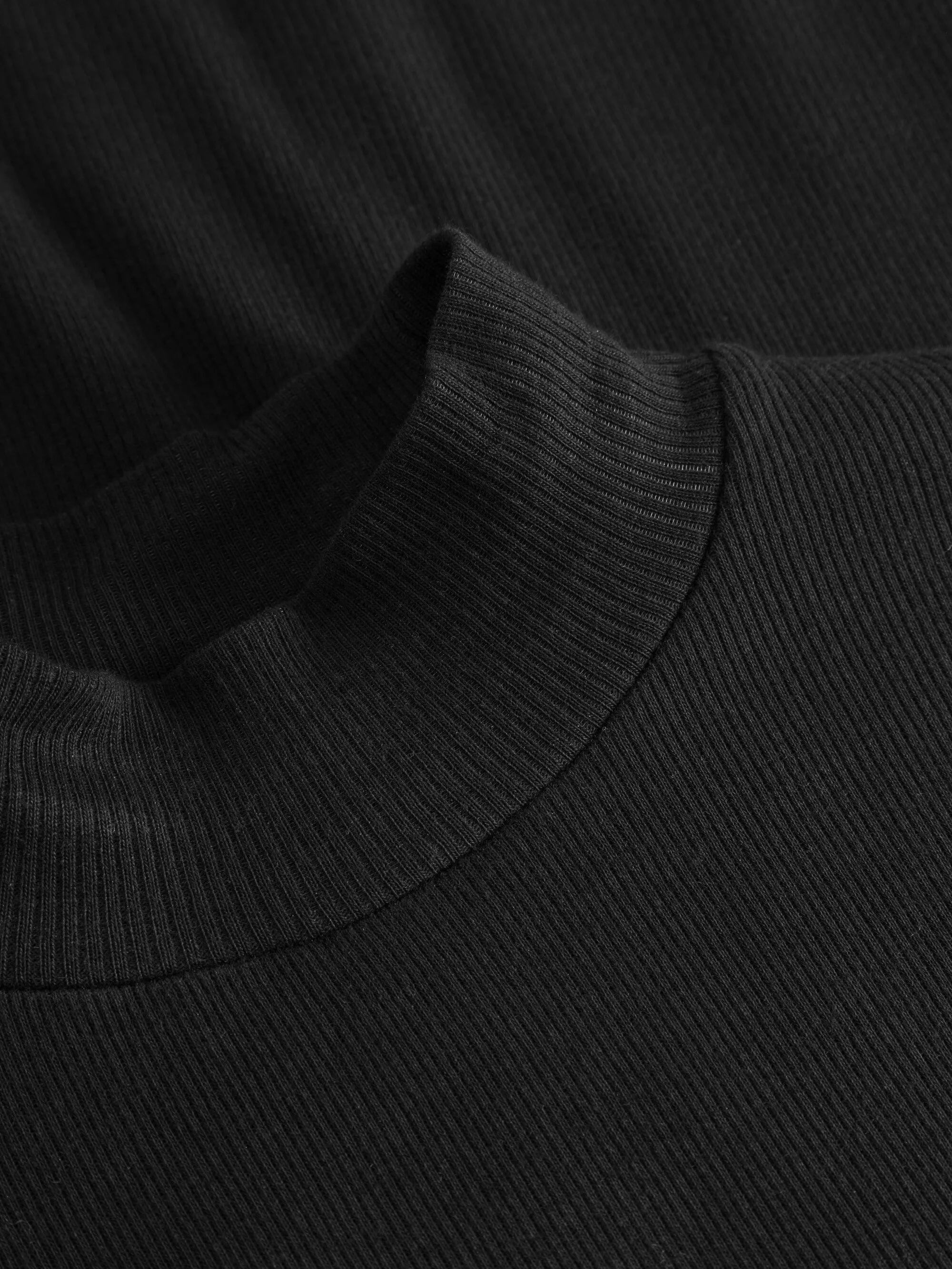 Rib high neck long sleeve - Black Jet