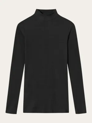 Rib high neck long sleeve - Black Jet