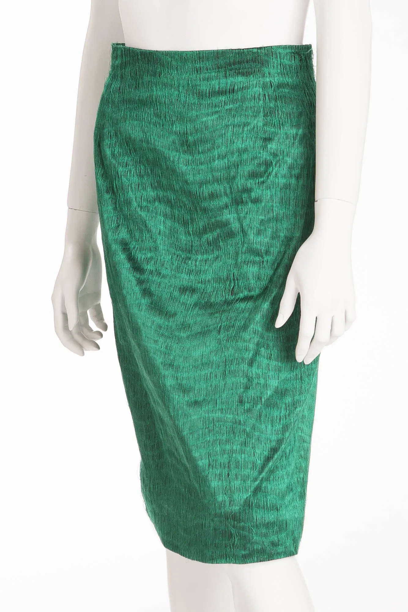 Rochas - Green Fur Pencil Skirt
