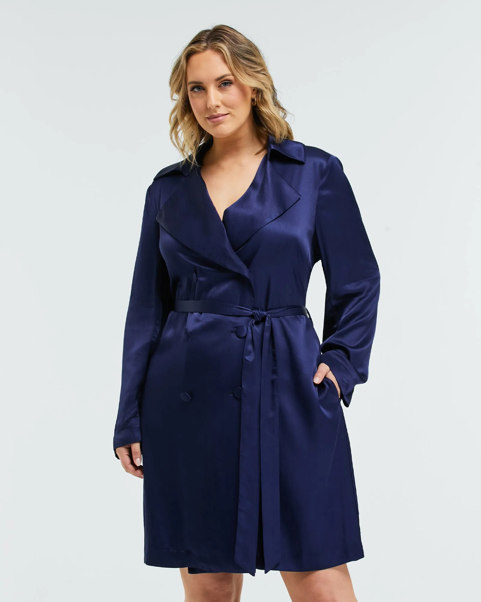Samantha Satin Trench | Ink