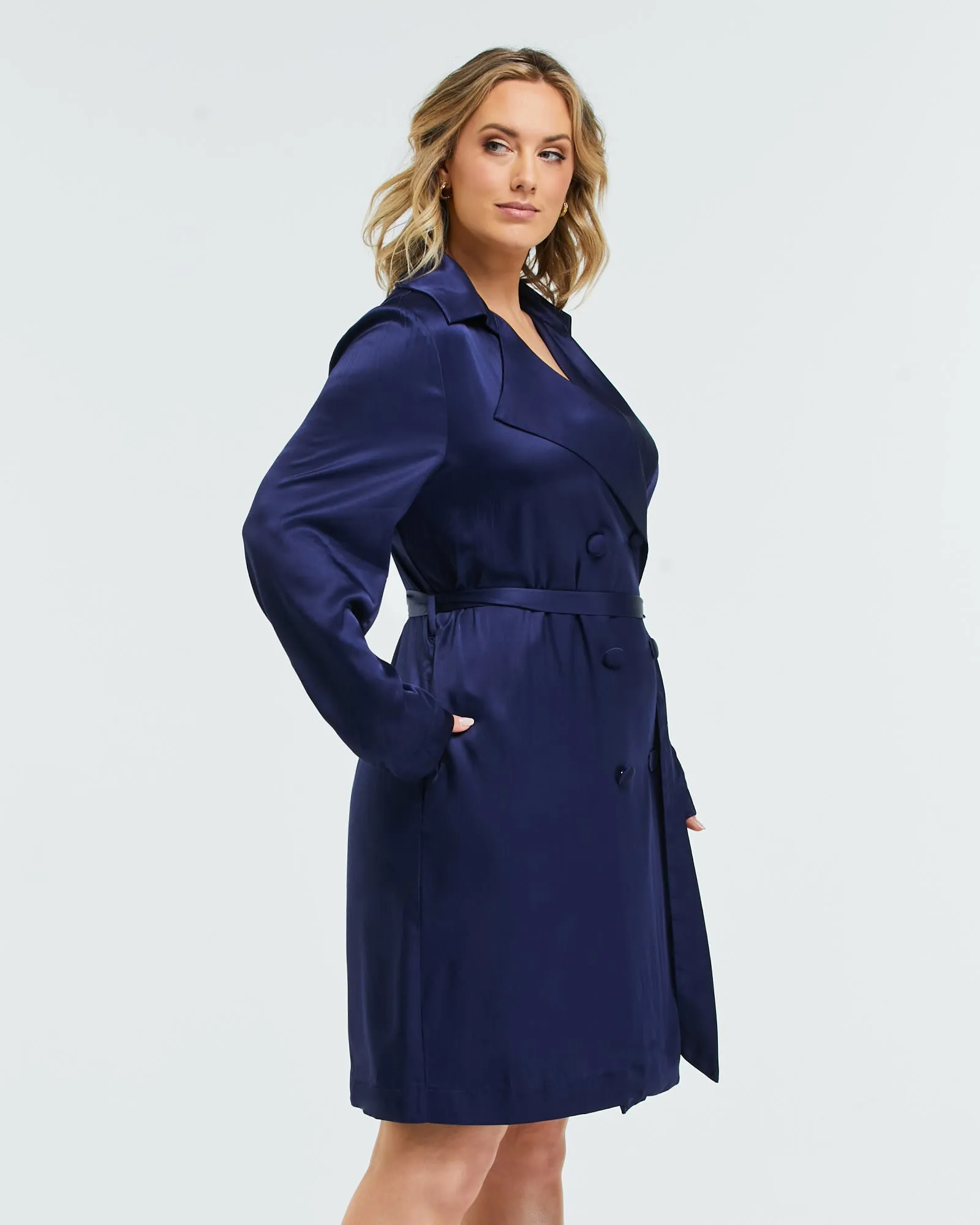 Samantha Satin Trench | Ink