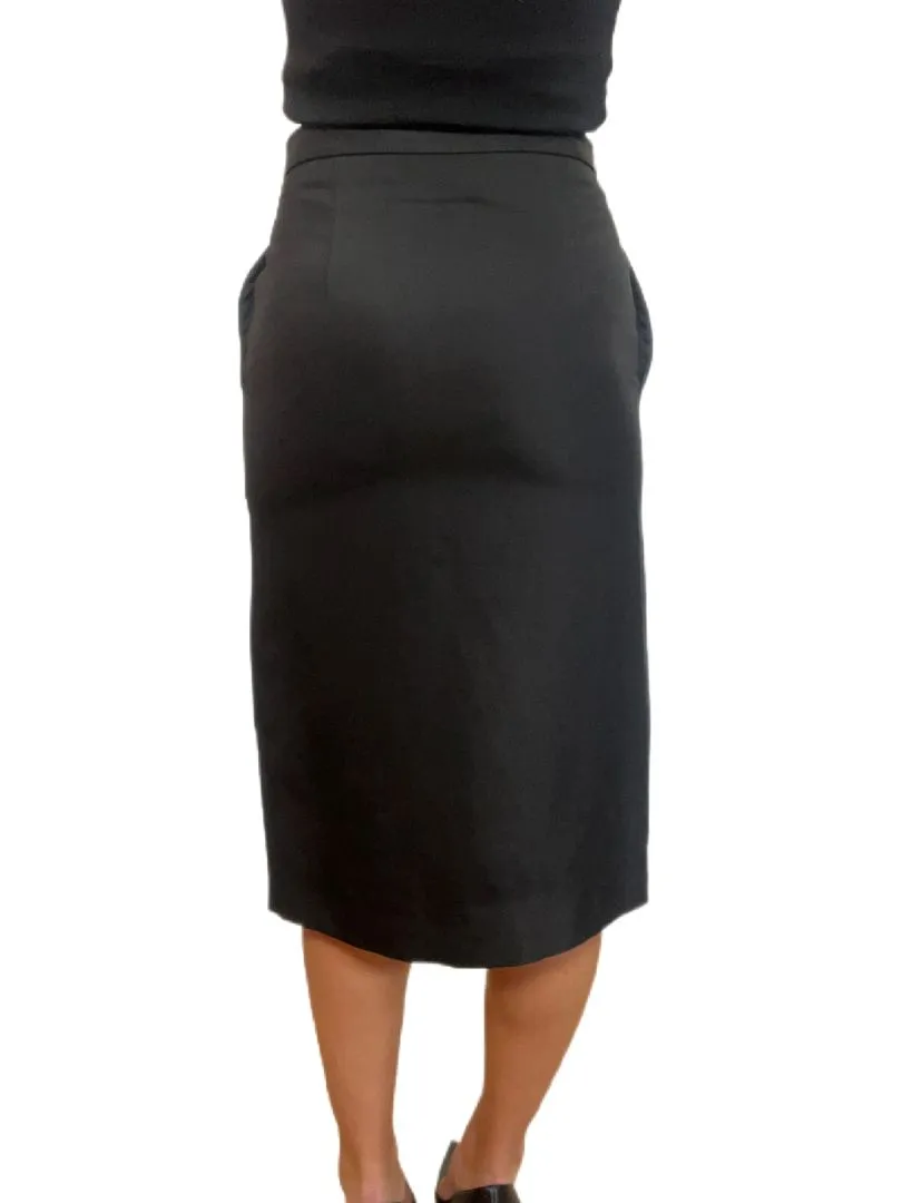 Scanlan Theodore Black Pencil Skirt W Zip Up Front. Size: 8
