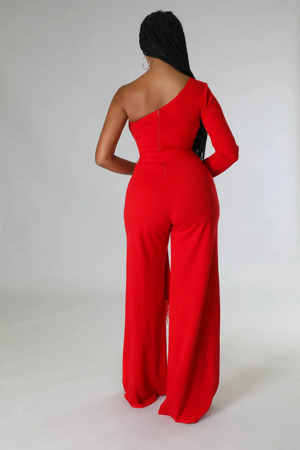 Scarlet Red Feather Jumpsuit