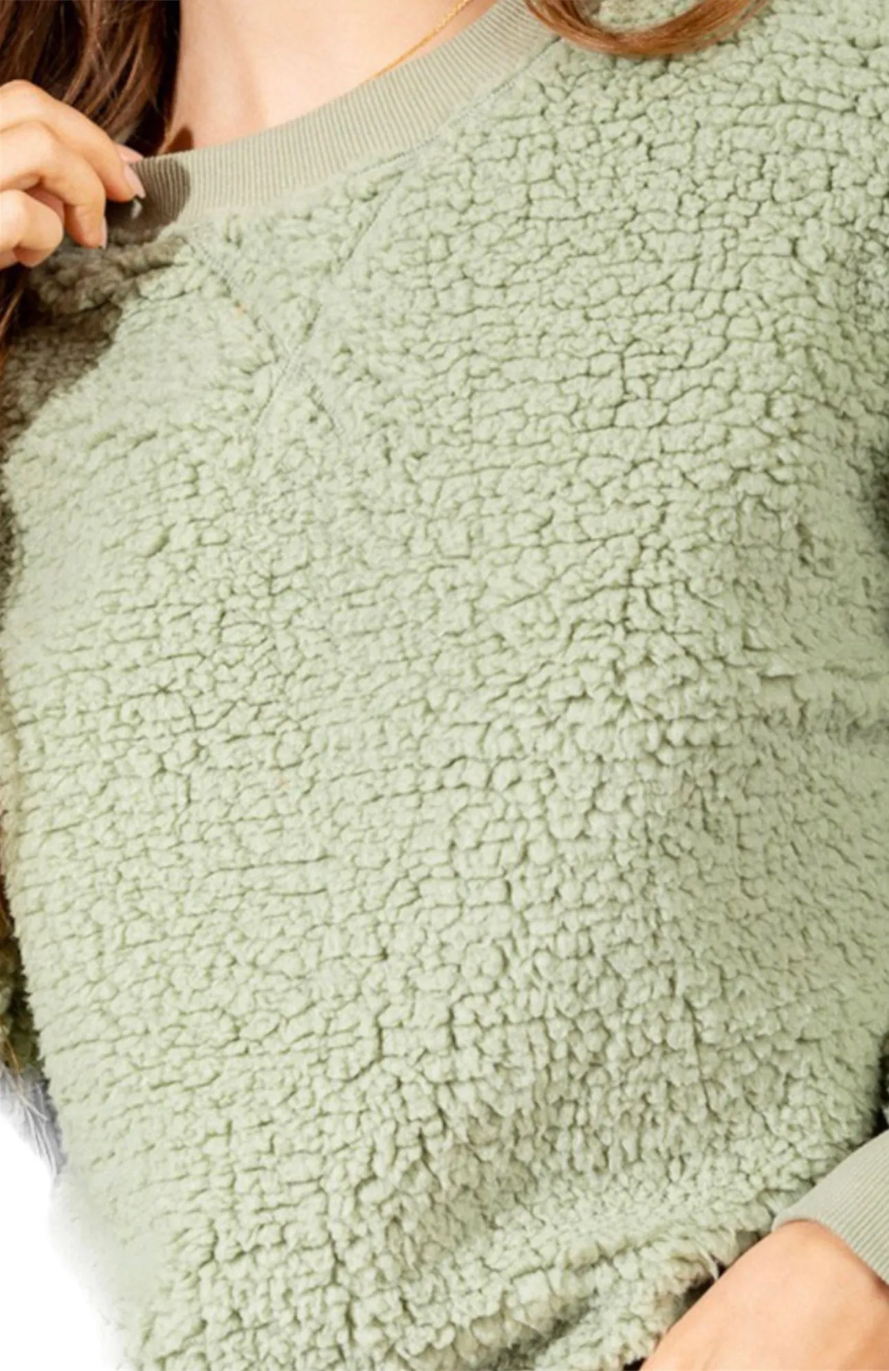 Sherpa Teddy Bear Sweater- Sage