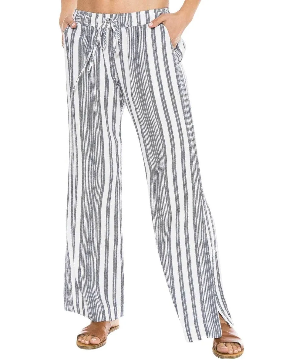 Side Slit Wide Leg Stripe Pant